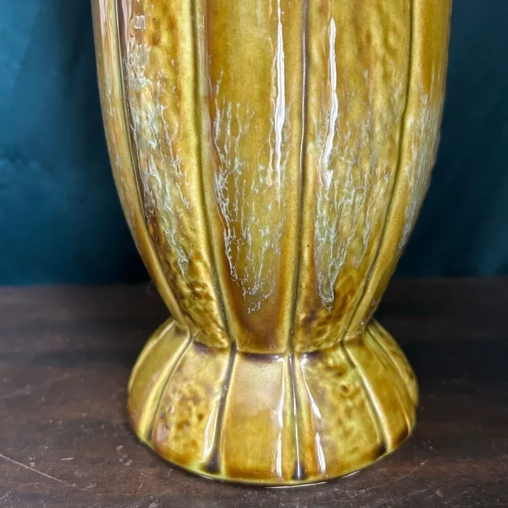 Vintage Maurice of California USA Vase Art Pottery Green Drip Glazed